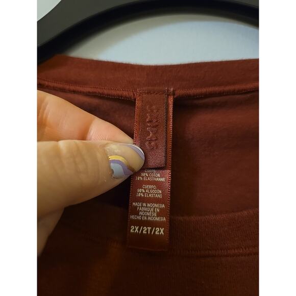 Skims Brown Crew Neck Relaxed Fit Long Sleeve Casual Top Womans Plus Size 2X - Picture 4 of 5